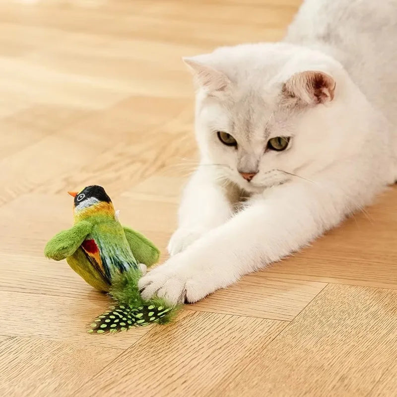 Interactive Bird Cat Toy with Realistic Chirps & Catnip