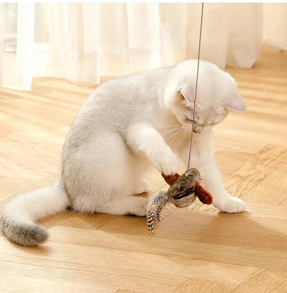 Interactive Bird Cat Toy with Realistic Chirps & Catnip