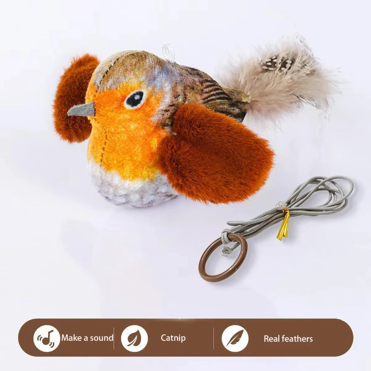Interactive Bird Cat Toy with Realistic Chirps & Catnip