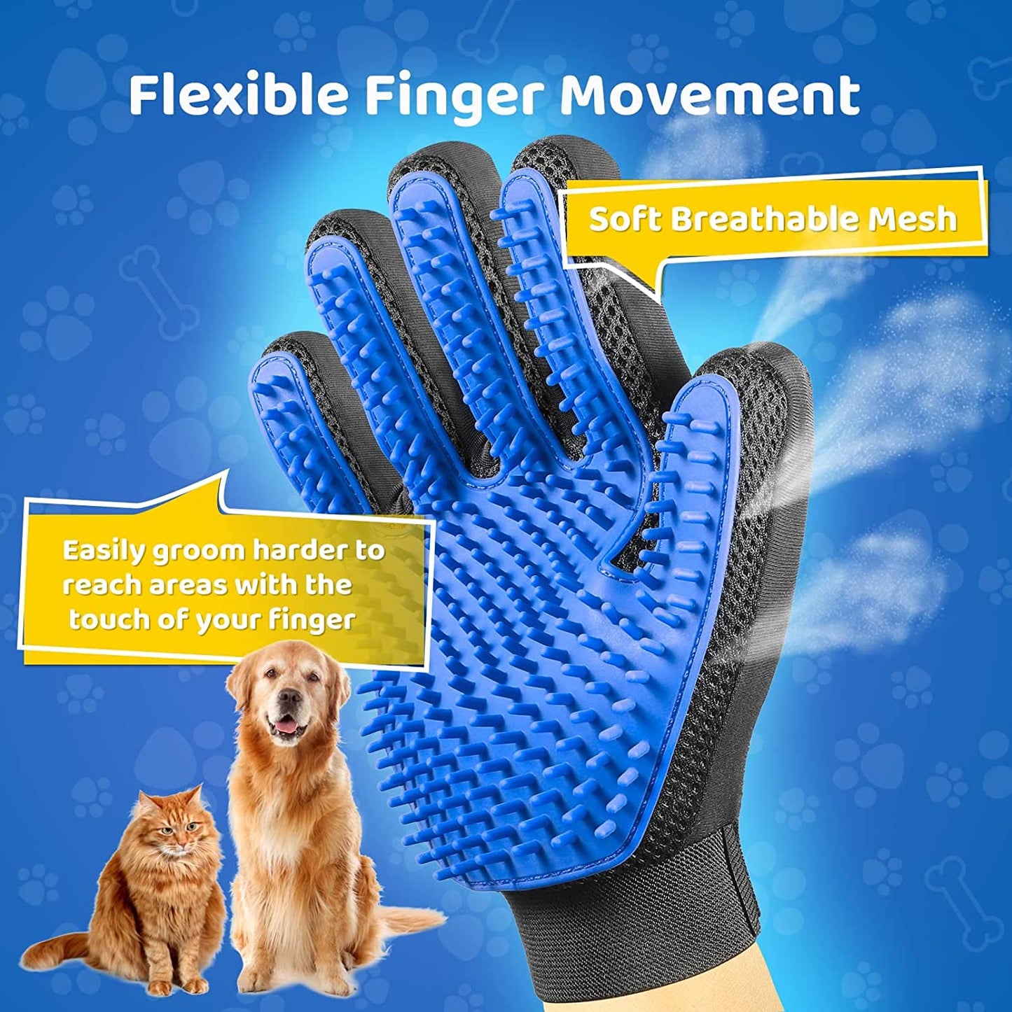 Pet Grooming Glove for Cats & Dogs – Gentle Deshedding & Hair Removal Mitt