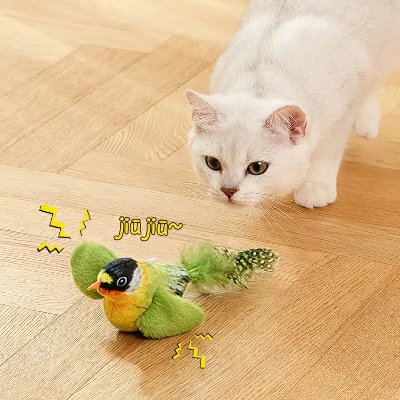 Interactive Bird Cat Toy with Realistic Chirps & Catnip