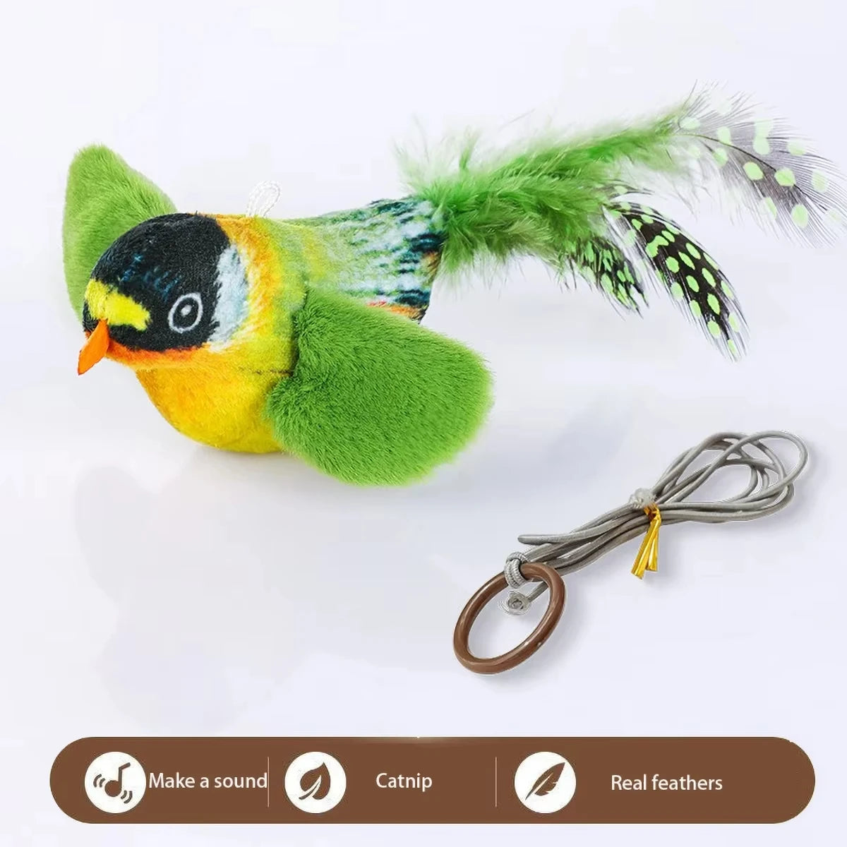 Interactive Bird Cat Toy with Realistic Chirps & Catnip