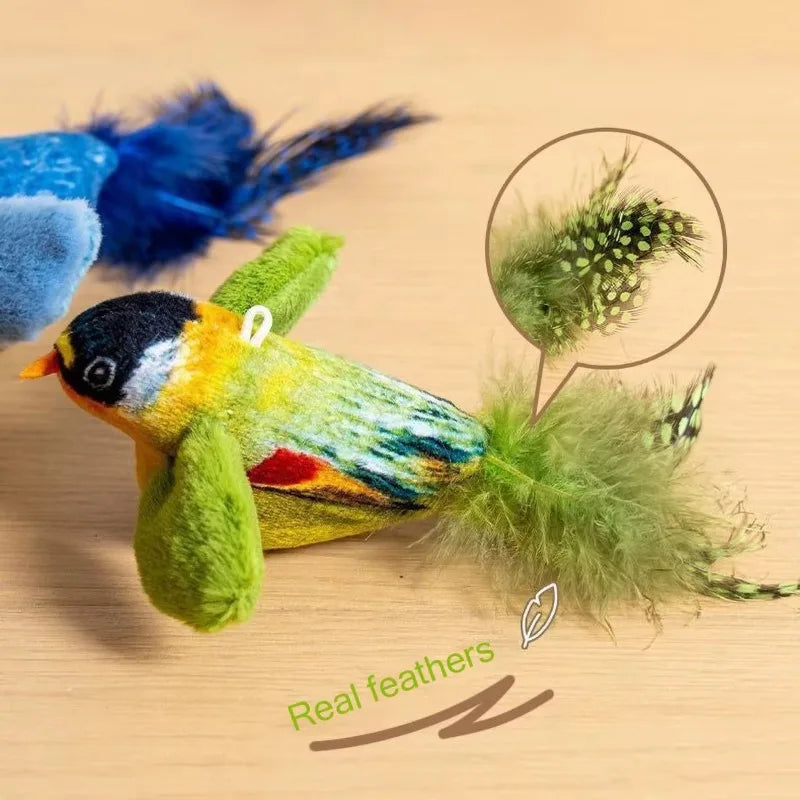 Interactive Bird Cat Toy with Realistic Chirps & Catnip